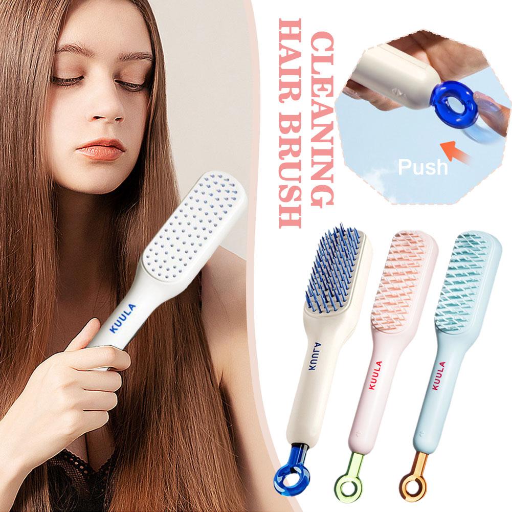 Self cleaning Hair Brush Anti-static Massage Comb For Women Smooth Hair Self Cleaning Hair Brush