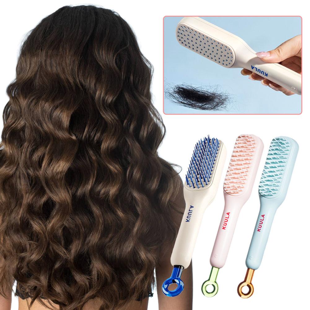 Self cleaning Hair Brush Anti-static Massage Comb For Women Smooth Hair Self Cleaning Hair Brush